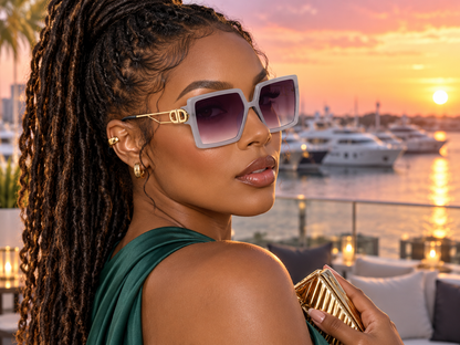Baddie Golden Side Square Oversize Glasses