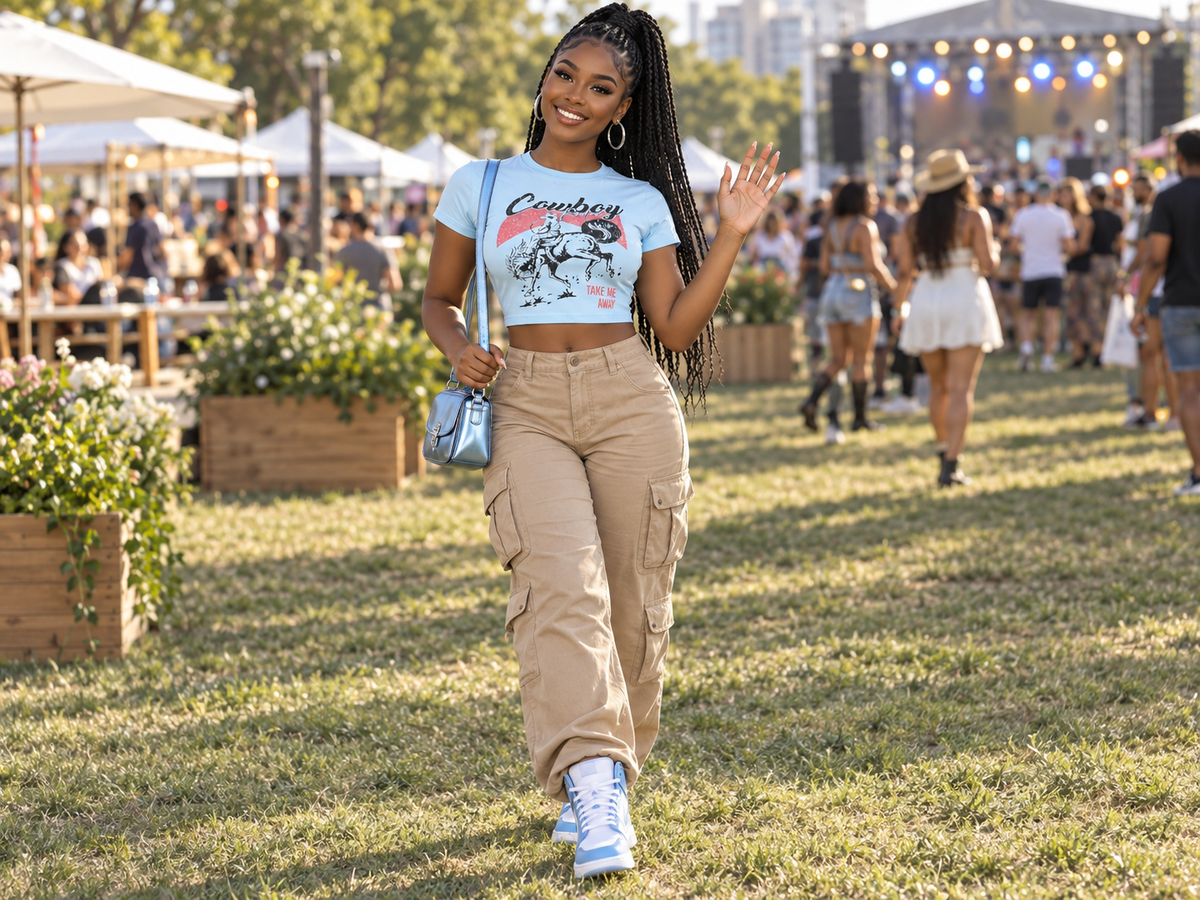 Take Me Away Baddie Cowboy Crop Tee