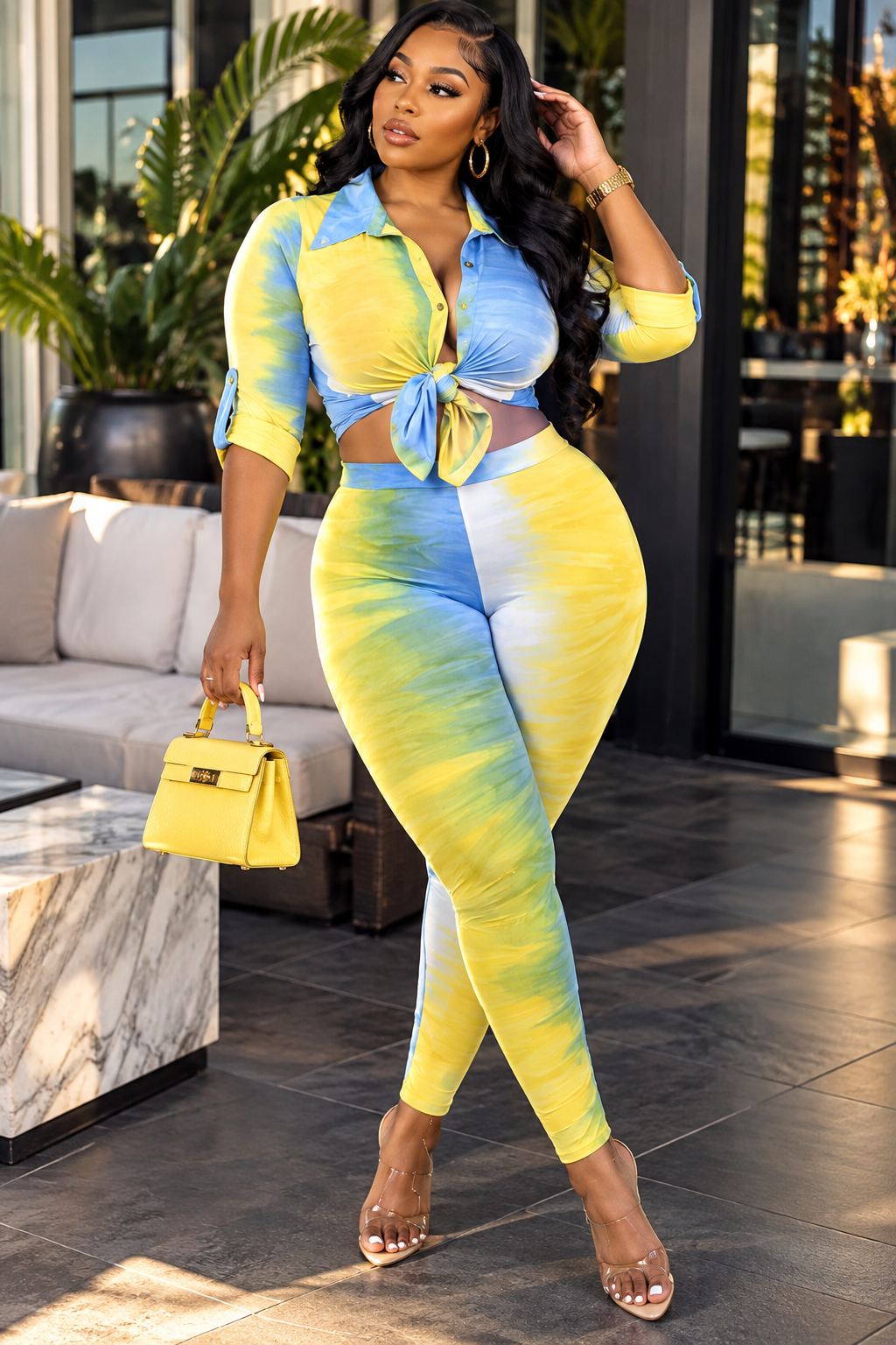 Pastel Brush Baddie Plus Two-Piece Legging Set