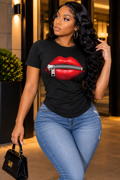 Lips Zipped Baddie Shirt
