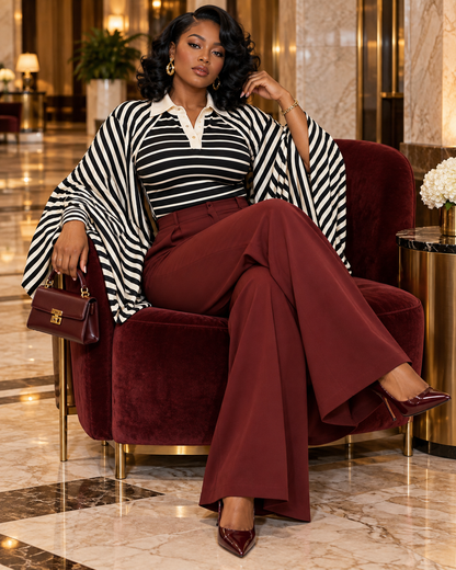 Statement Stripe Baddie Batwing Top