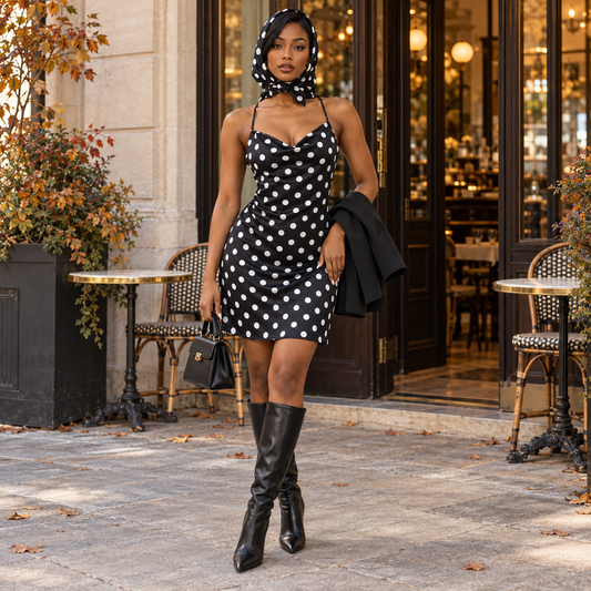 Housewives Vibes Baddie Dress with Head Scarf - Baddie Kouture Boutique 