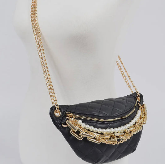 Chain and Pearl Baddie Fanny Pack - Baddie Kouture Boutique 
