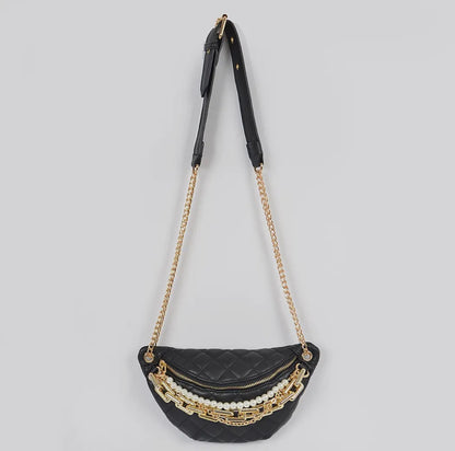 Chain and Pearl Baddie Fanny Pack - Baddie Kouture Boutique 