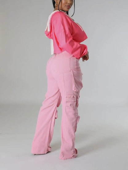 Baddie Denim Cargo Pants product photo