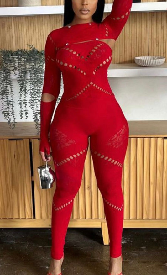 Scarlet Baddie Jumpsuit - Baddie Kouture Boutique 