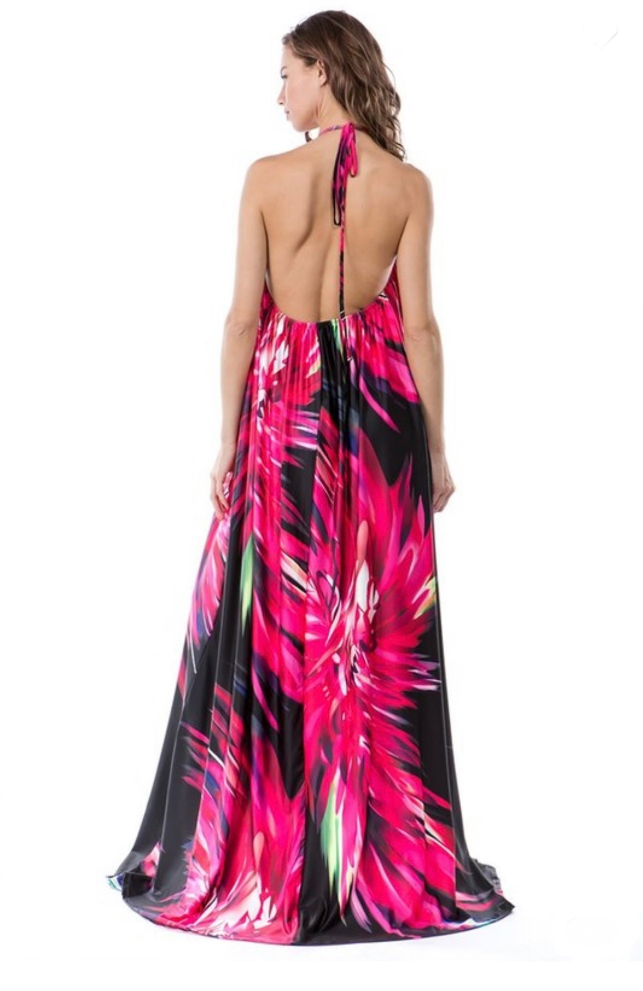 Angelic Baddie Ruched Backless Floral Dress - Baddie Kouture Boutique 