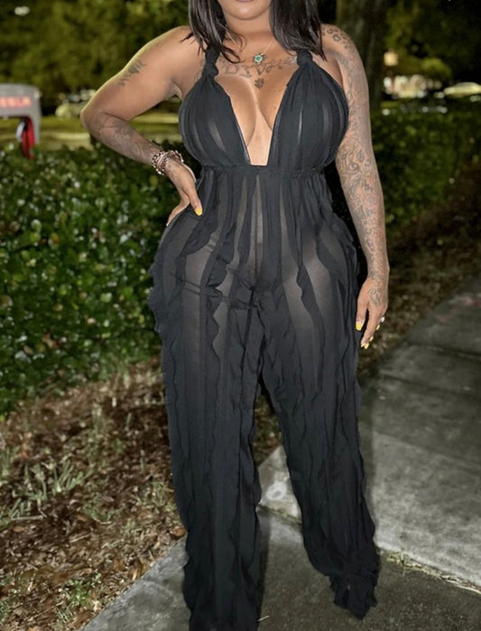 All Ruffled Up Baddie Jumpsuit - Baddie Kouture Boutique 