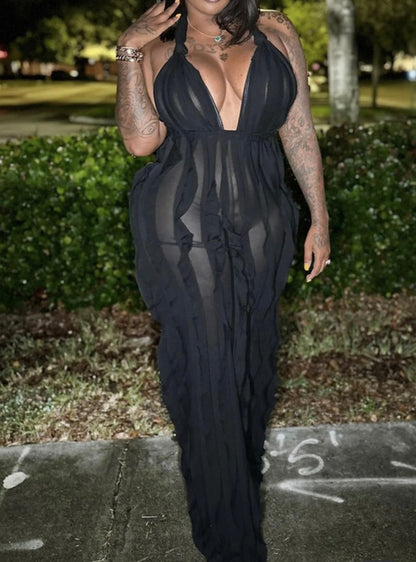 All Ruffled Up Baddie Jumpsuit - Baddie Kouture Boutique 