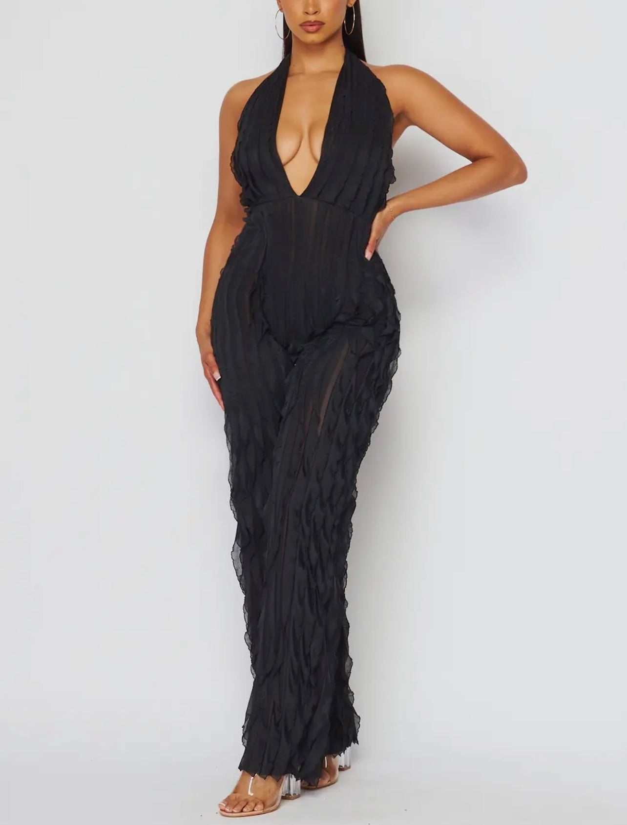 All Ruffled Up Baddie Jumpsuit - Baddie Kouture Boutique 