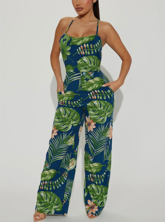 Baddie Tropical Jumpsuit - Baddie Kouture Boutique 