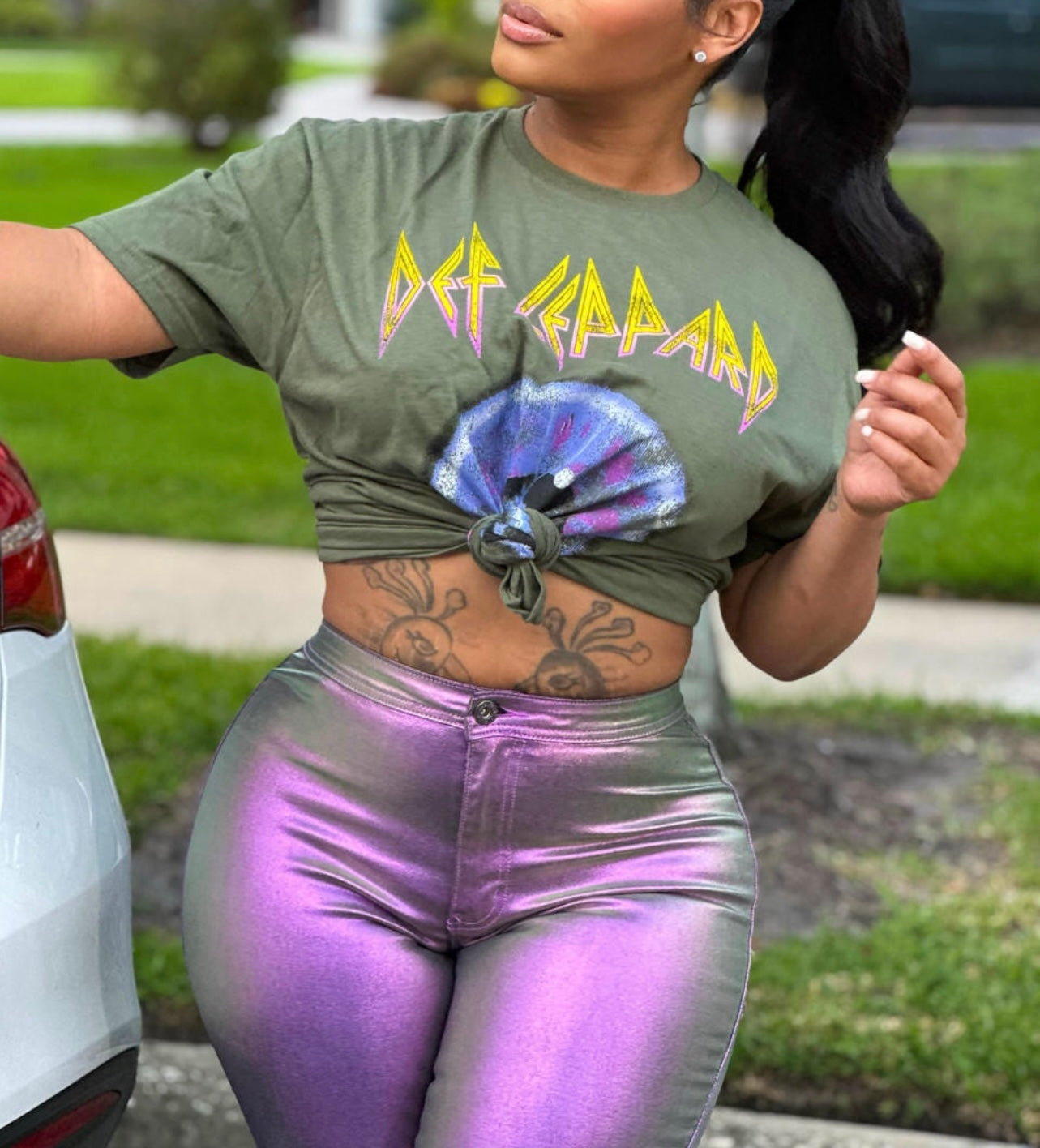 Amara Baddie Metallic Purple Pants - Baddie Kouture Boutique 