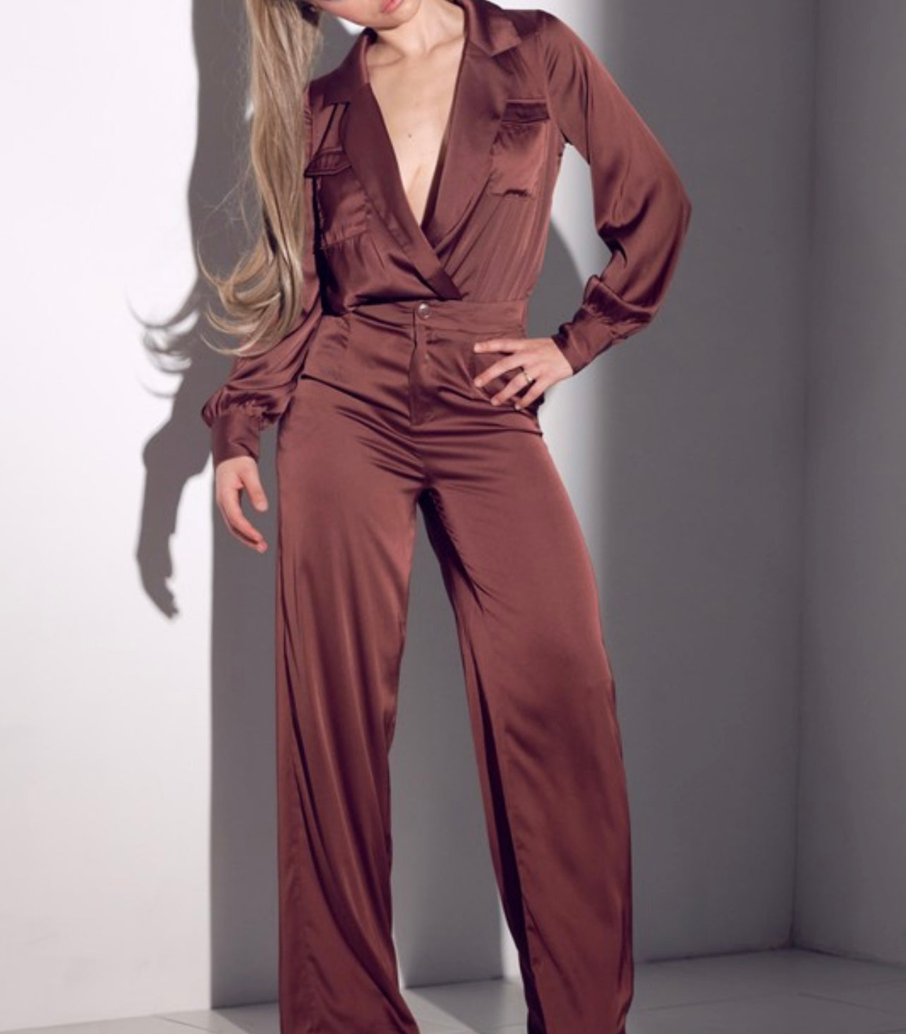Chocolate Baddie Satin Set - Baddie Kouture Boutique 