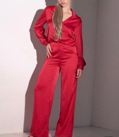 Sexy Red Satin Baddie Set - Baddie Kouture Boutique 