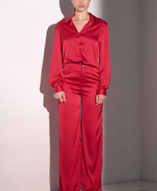 Sexy Red Satin Baddie Set - Baddie Kouture Boutique 