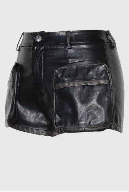 Vintage Vegan Precious Baddie Leather Cargo Shorts - Baddie Kouture Boutique 