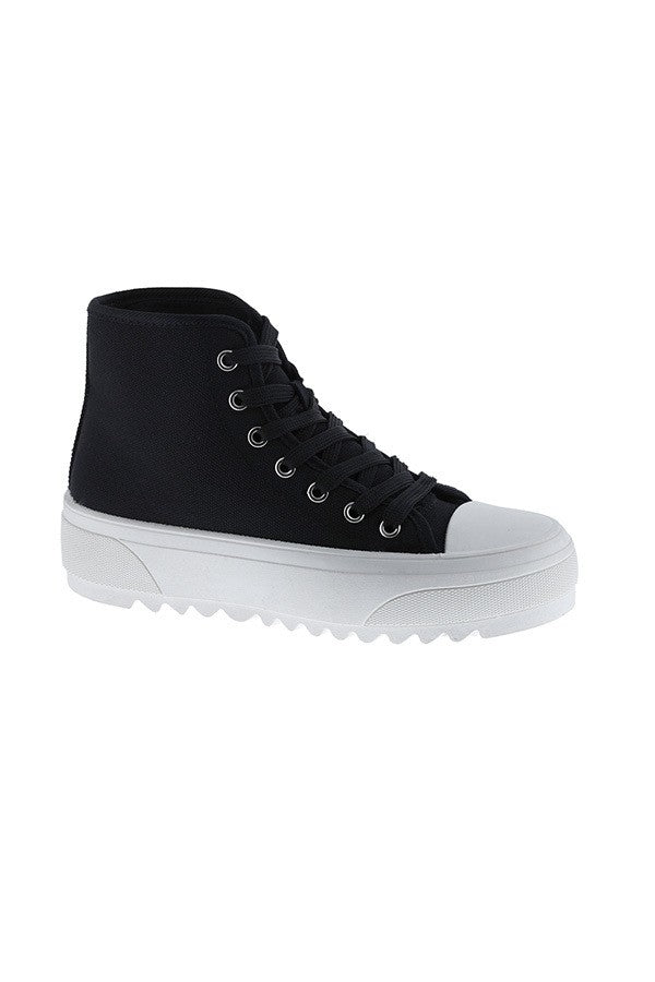 Black High Top Lace-Up Sneakers