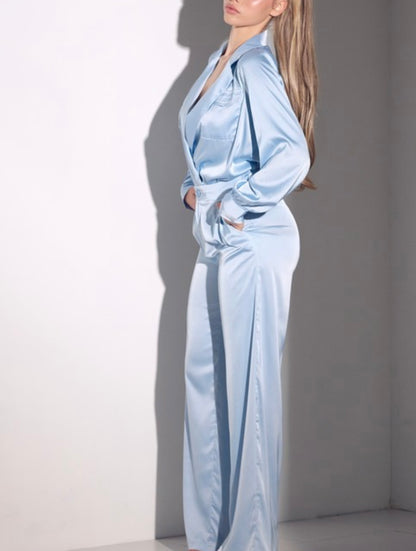 Baby Blues Satin Baddie Set - Baddie Kouture Boutique 