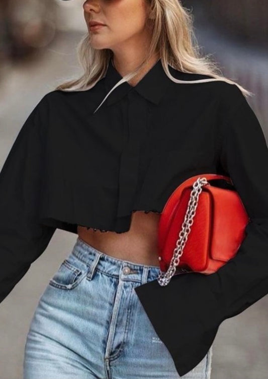 Bella Baddie Cropped Shirt - Baddie Kouture Boutique 