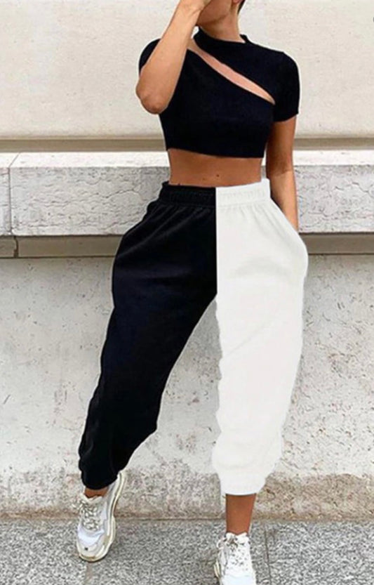 Cruella Black and White Baddie Sweats - Baddie Kouture Boutique 
