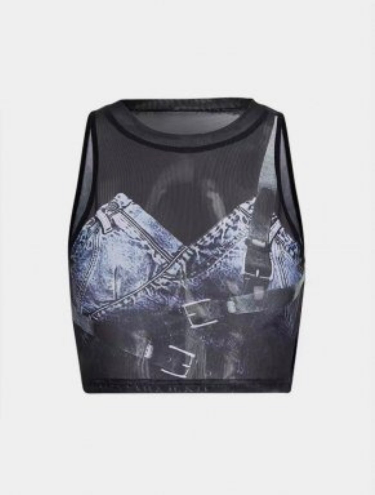 Denim Mesh Baddie Skirt Set - Baddie Kouture Boutique 