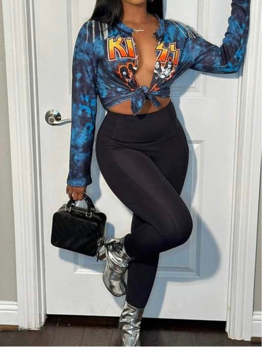 Kiss Graphic Rhinestone Baddie Shirt - Baddie Kouture Boutique 
