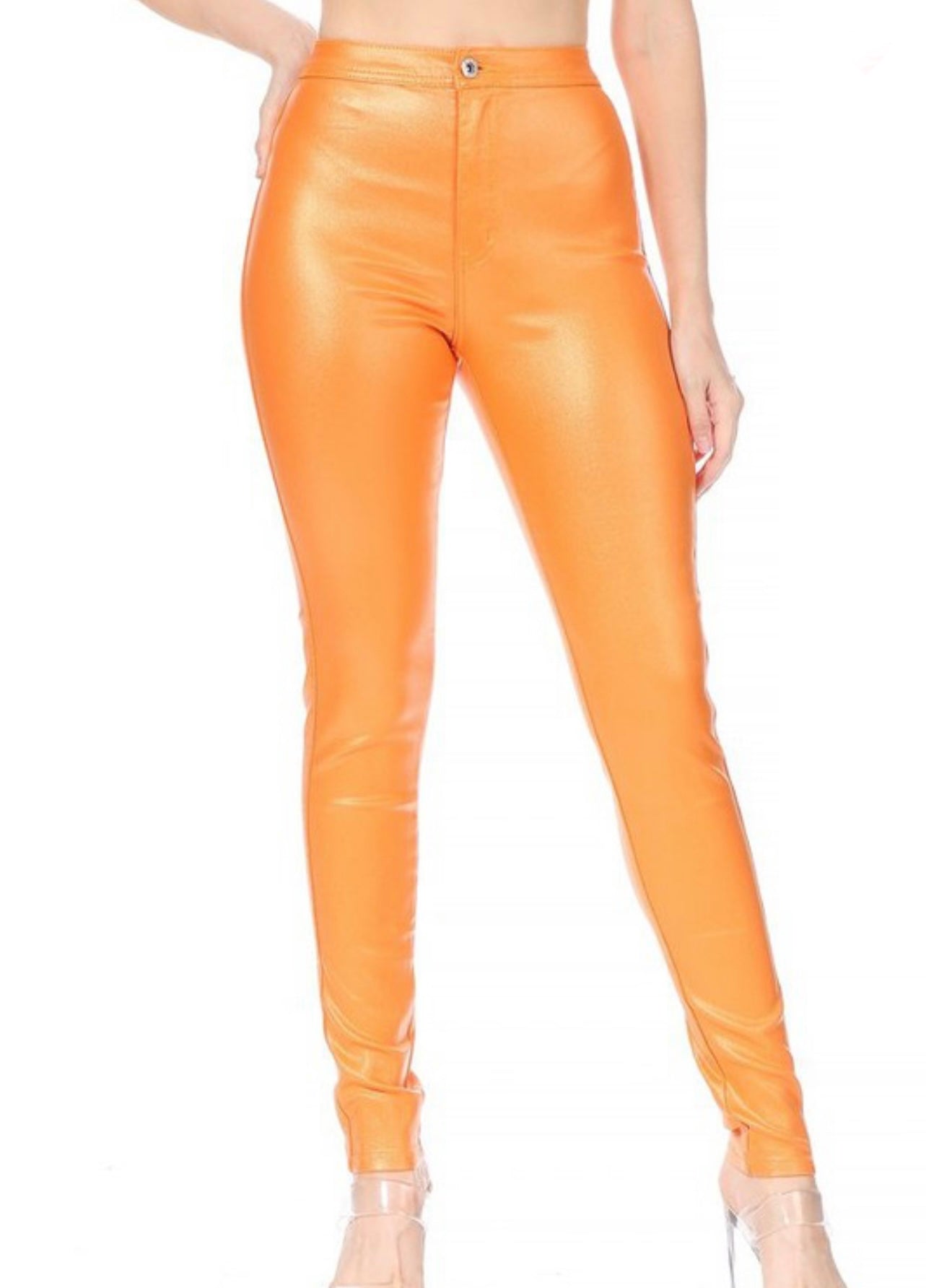 Amara Baddie Metallic Orange Pants - Baddie Kouture Boutique 