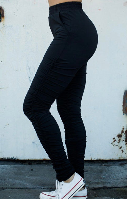 Baddie Stacked Ruched Pants - Baddie Kouture Boutique 