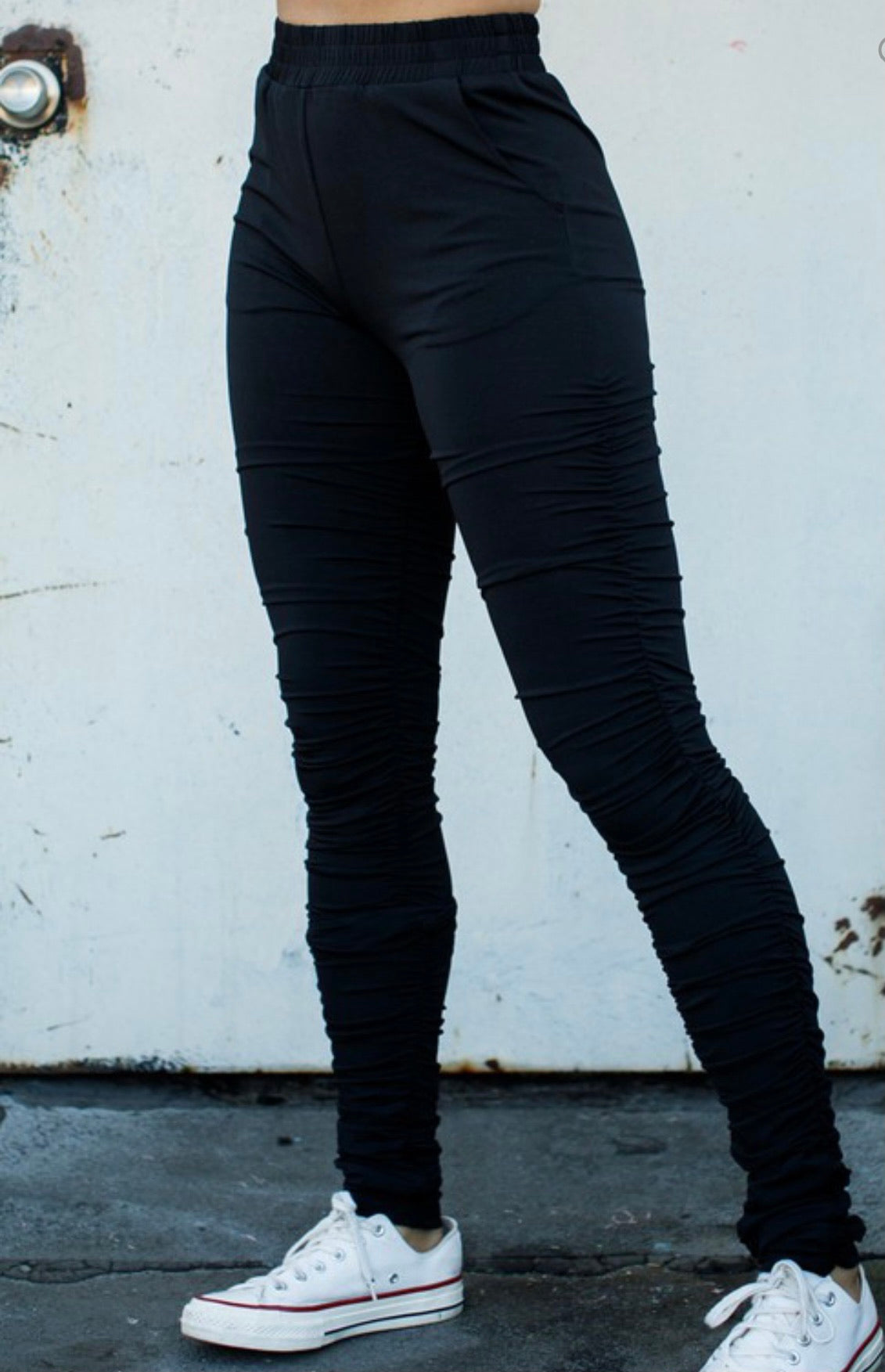 Baddie Stacked Ruched Pants - Baddie Kouture Boutique 