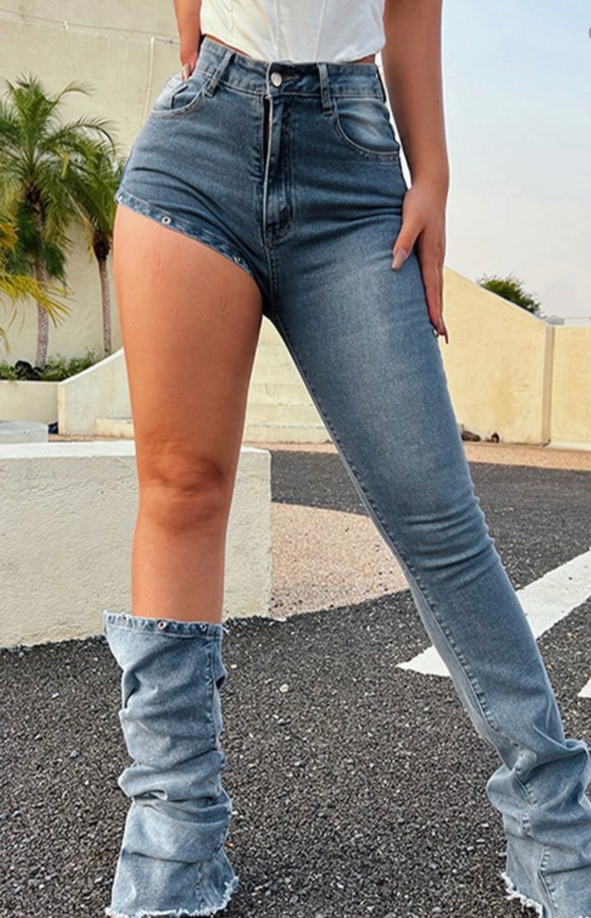 Baddie Stacked Jeans - Baddie Kouture Boutique 