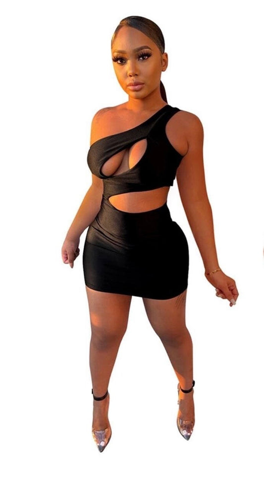 See You Looking Sleeveless One Shoulder Bodycon Dress - Baddie Kouture Boutique 