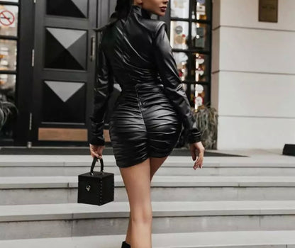 Fatima Leather Dress - Baddie Kouture Boutique 