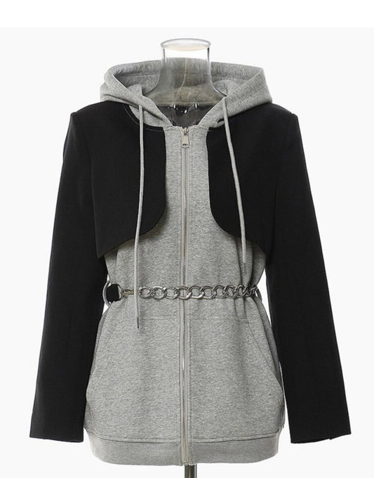 Madonna Baddie Hooded Blazer Jacket - Baddie Kouture Boutique 