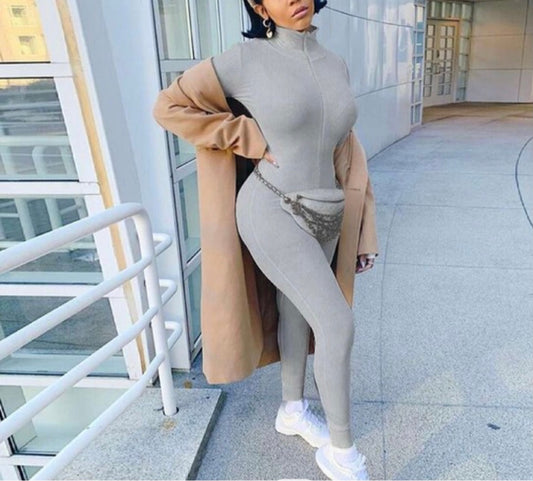 Baddie Gray Lucky Label Jumpsuit - Baddie Kouture Boutique 