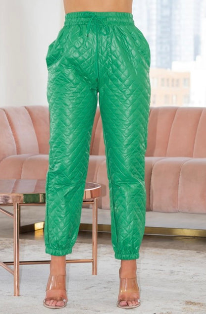 Green Baddie Puff Pants - Baddie Kouture Boutique 