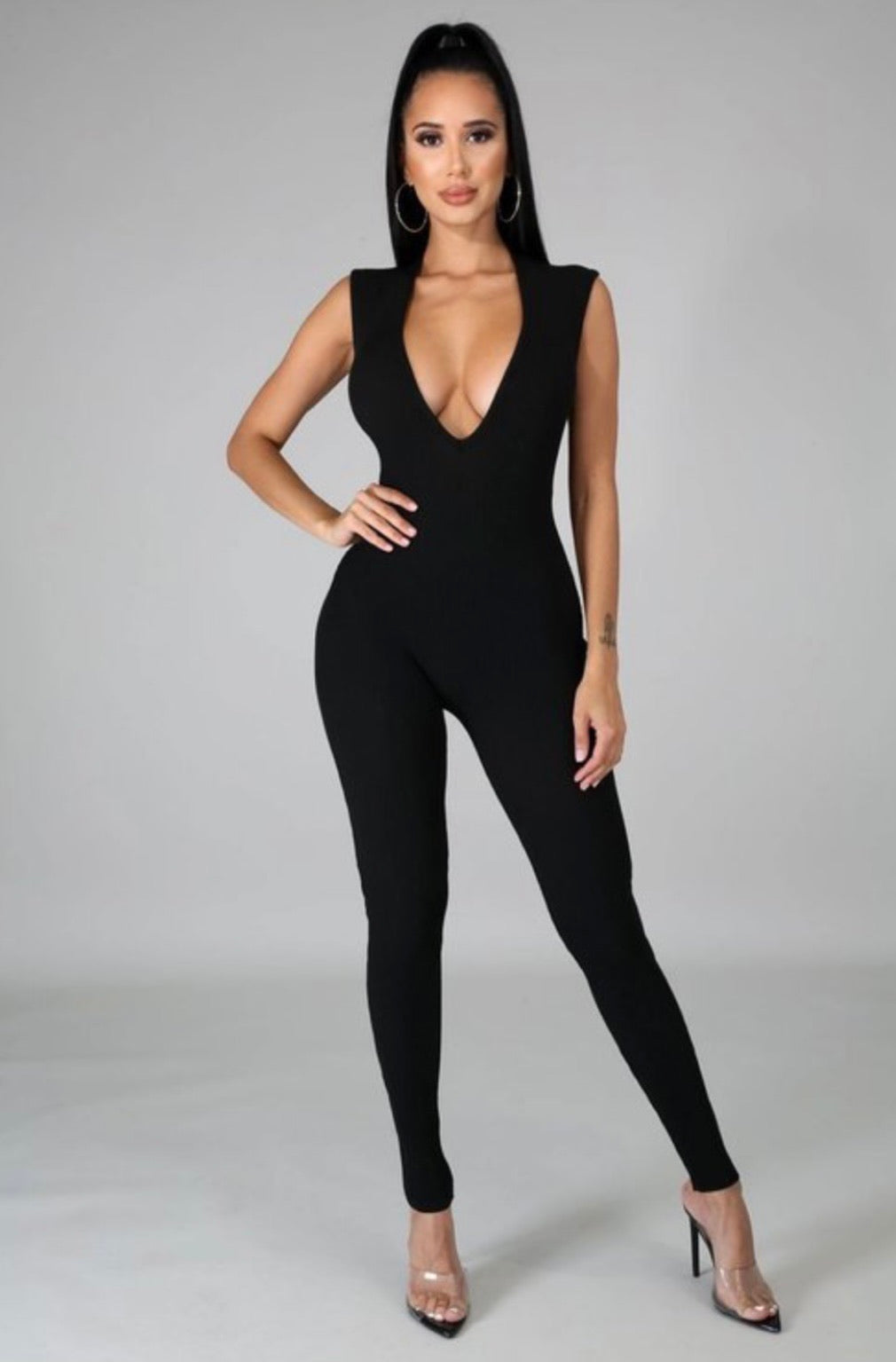 Give Me Body V Neck Jumpsuit - Baddie Kouture Boutique 