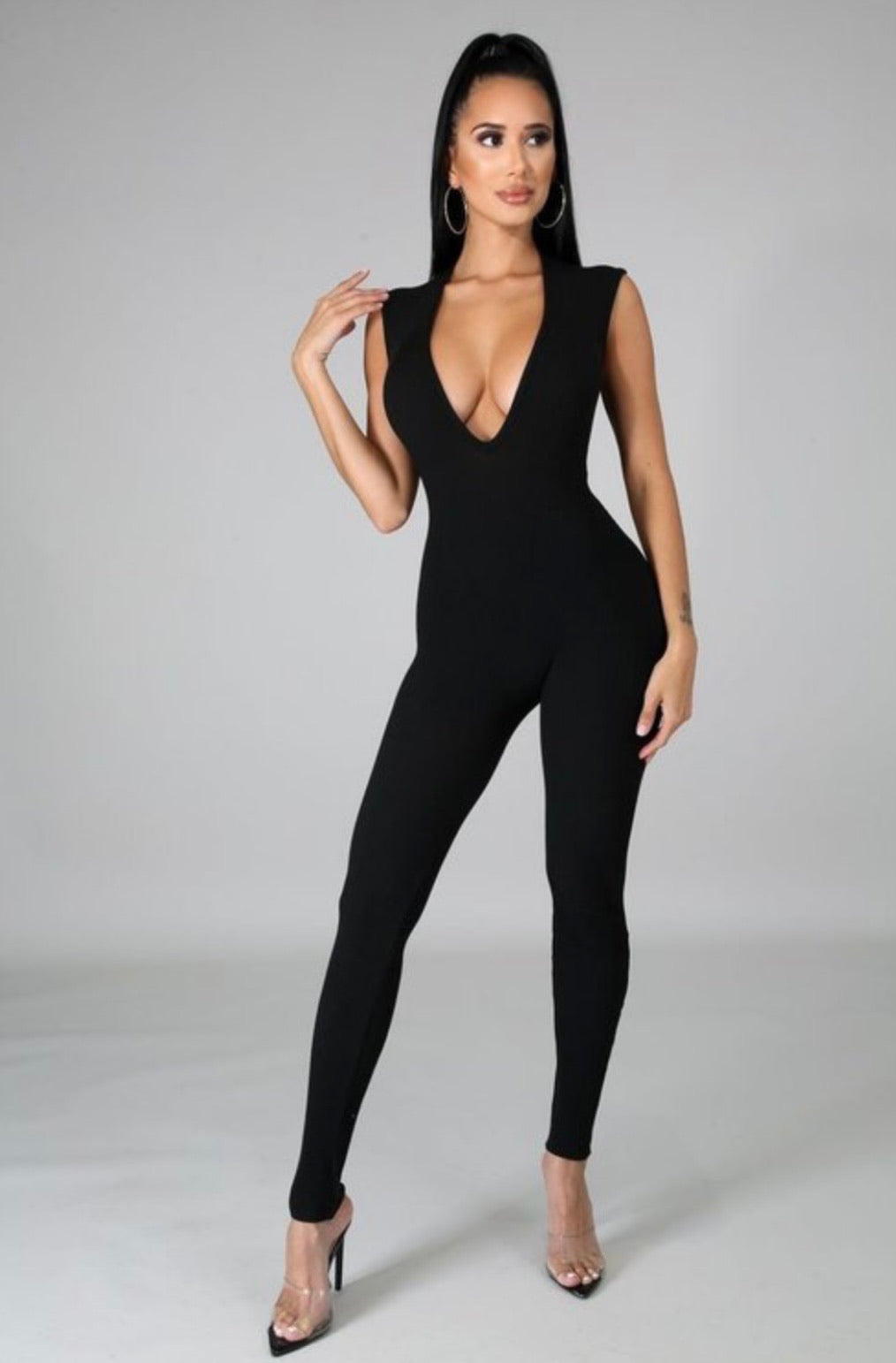Give Me Body V Neck Jumpsuit - Baddie Kouture Boutique 