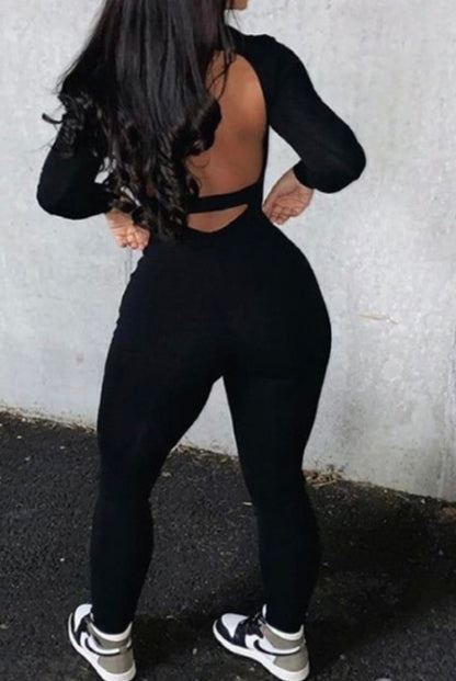 Back At Cha Long Sleeve Jumpsuit - Baddie Kouture Boutique 