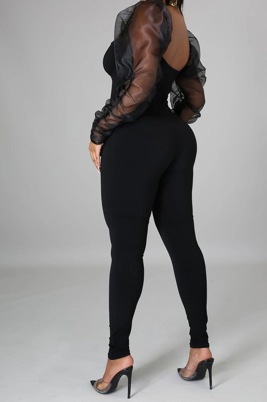 Bossy Puff Sleeve off Shoulder Jumpsuit - Baddie Kouture Boutique 