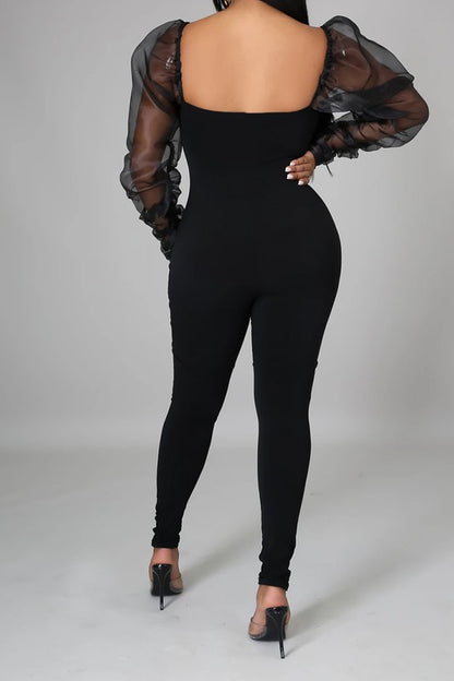 Bossy Puff Sleeve off Shoulder Jumpsuit - Baddie Kouture Boutique 
