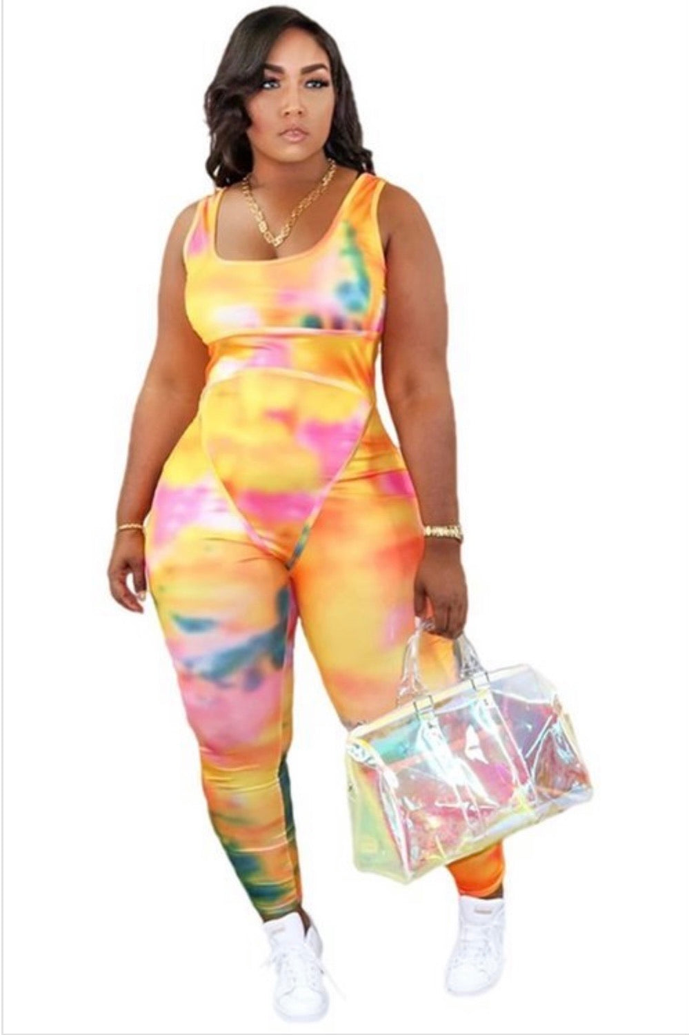 Sorbet Baddie Plus Tie-Dye Jumpsuit - Baddie Kouture Boutique 