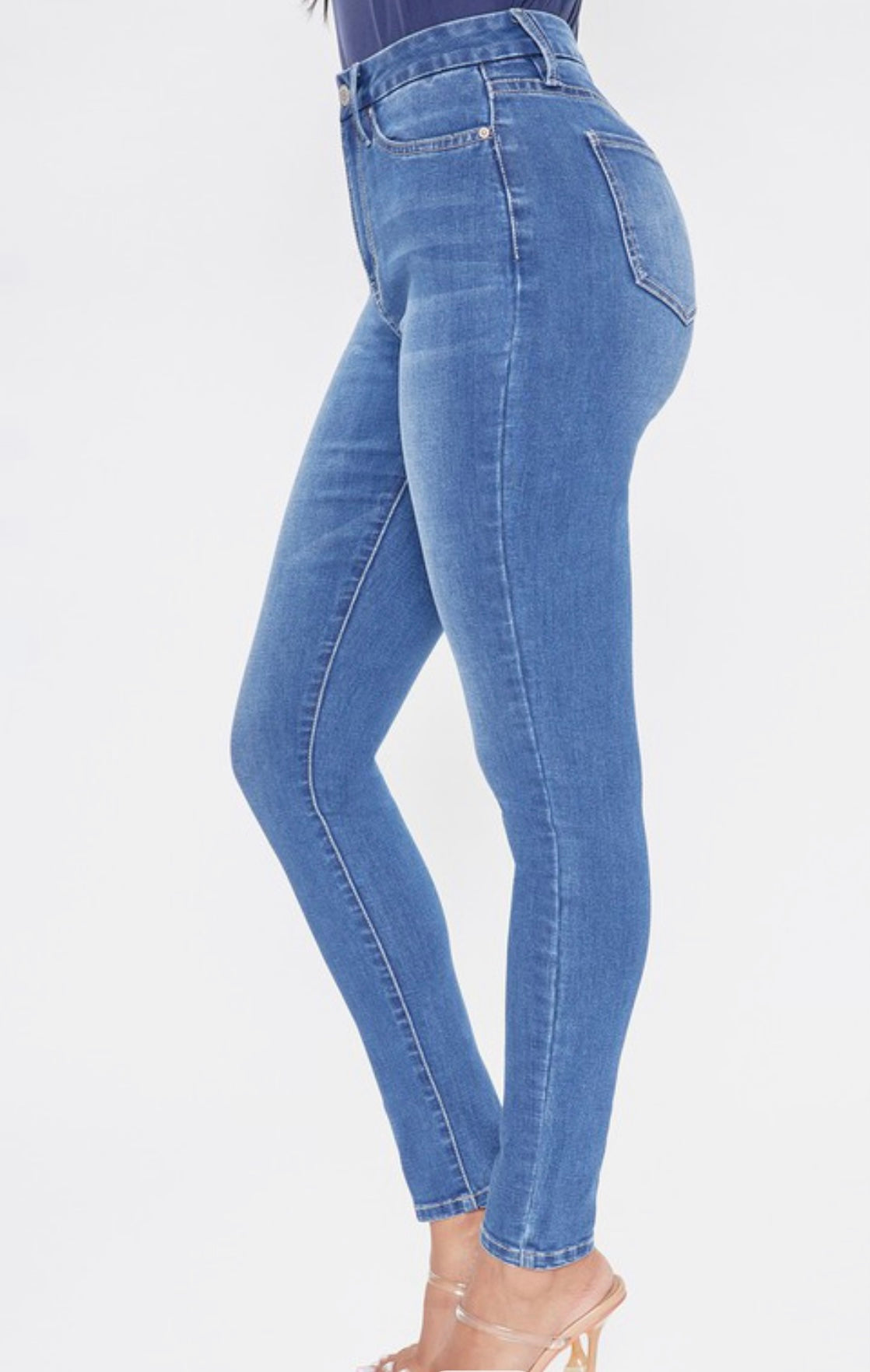 Medium Washed High Waist Curvy Baddie Jeans - Baddie Kouture Boutique 