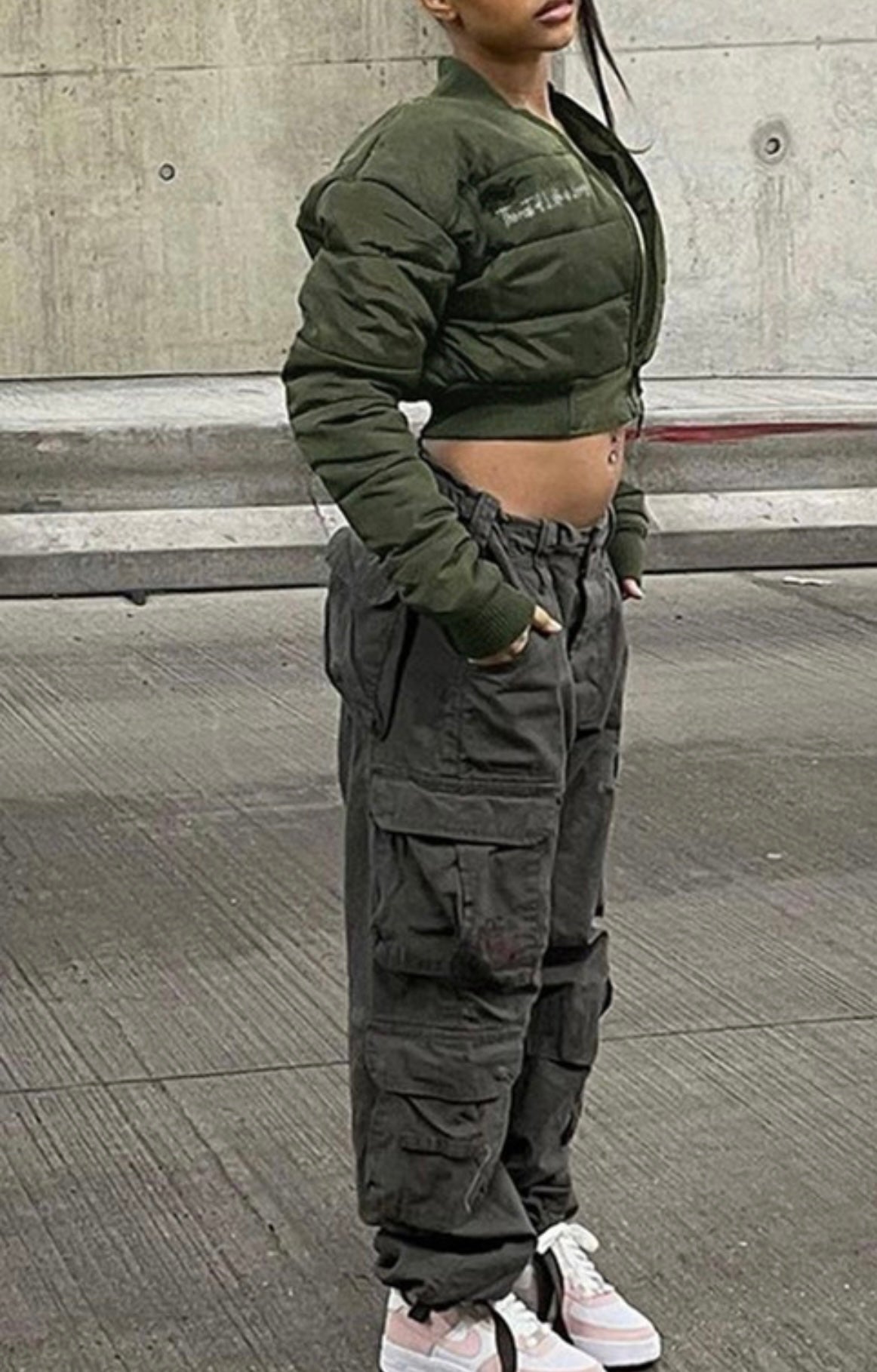 Olive Baddie B Crop Jacket - Baddie Kouture Boutique 