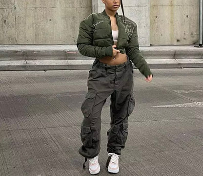 Olive Baddie B Crop Jacket - Baddie Kouture Boutique 