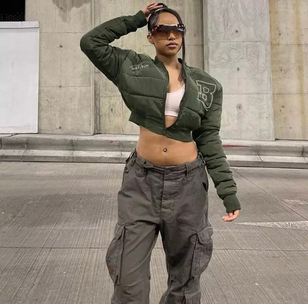 Olive Baddie B Crop Jacket - Baddie Kouture Boutique 