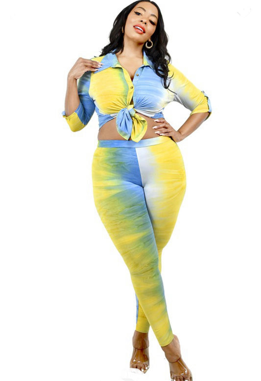 Pastel Brush Baddie Plus Two-Piece Legging Set - Baddie Kouture Boutique 