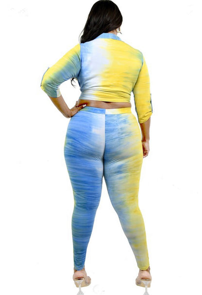 Pastel Brush Baddie Plus Two-Piece Legging Set - Baddie Kouture Boutique 