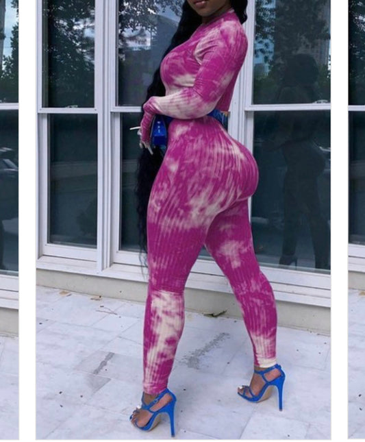 Baddie Fuchsia Tie Dye Two-Piece Set - Baddie Kouture Boutique 