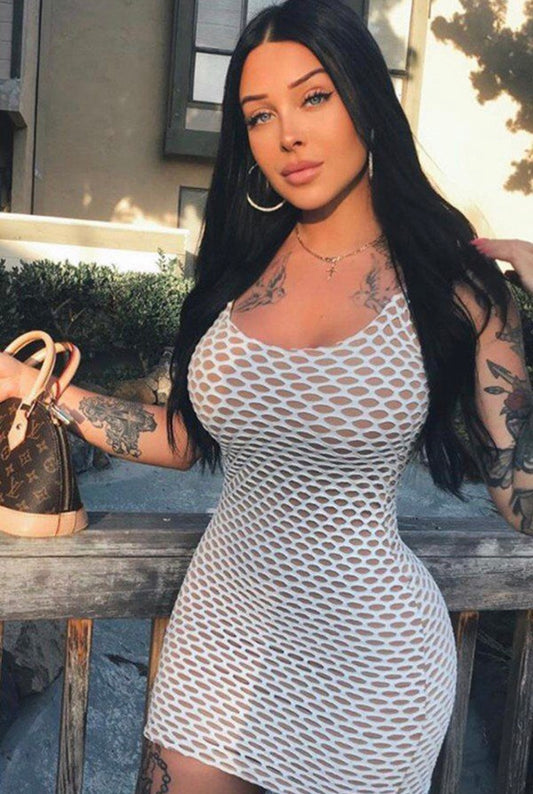 Barely Nude Baddie Mini Dress - Baddie Kouture Boutique 