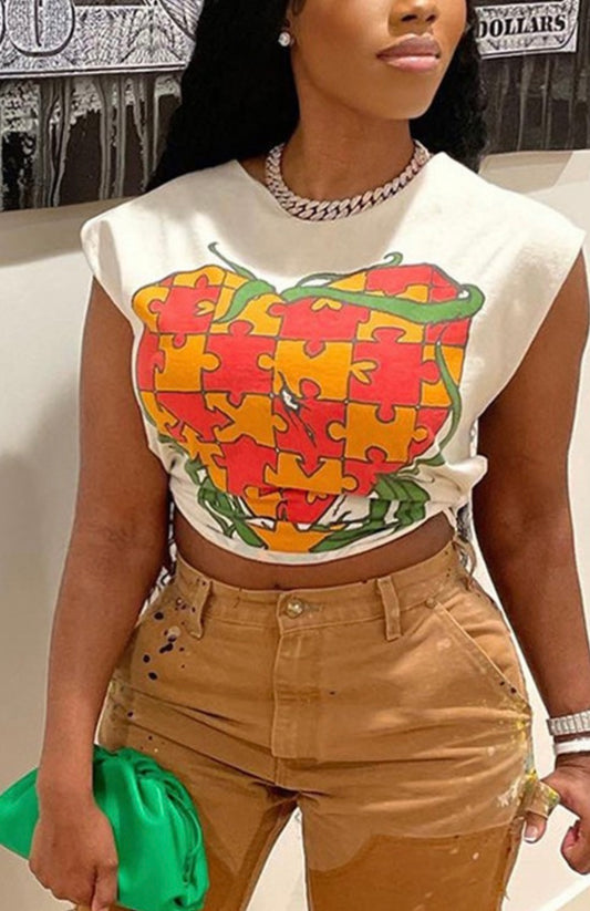 Puzzled Heart Baddie Shirt - Baddie Kouture Boutique 